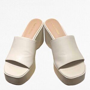 Sun + Stone Platform Wedge Sandal Cream Size 8.5